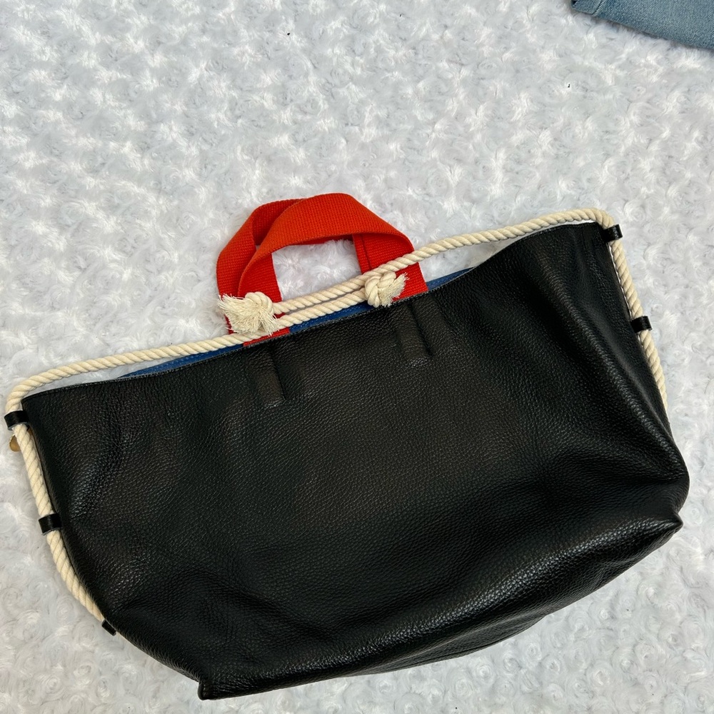 Clare V Black Leather Top Handle Bag EK Initials - Picture 2 of 5